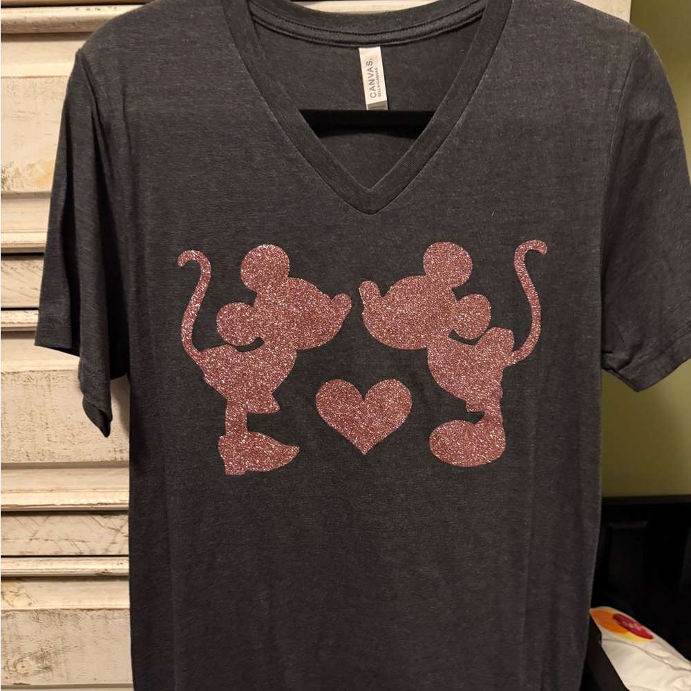 Bella Canvas Gray and Pink Short Sleeve Tee